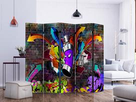 Širma Artgeist Graffiti: Colourful Attack II Paraventtc1942, įvairių spalvų, 225 cm x 172 cm