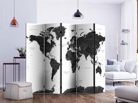 Širma Artgeist Black And White Map II Paraventtc1947, įvairių spalvų, 225 cm x 172 cm