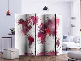 Širma Artgeist World Map: Red Watercolors II, įvairių spalvų, 225 cm x 172 cm