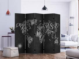 Širma Artgeist Retro Continents (Black) II, įvairių spalvų, 225 cm x 172 cm