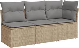 fotelis smelio spalvos - Lauko sofa VLX 3-Seater Garden Sofa With Cushion 310213, pilka/smėlio - 2 nuotrauka