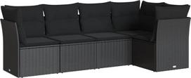 lauko baldai - Lauko baldų komplektas VLX Garden Sofa Set Poly Rattan, juodas, 3-5 vietų - 2 nuotrauka