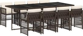 lauko baldu 9 vietu - Lauko baldų komplektas VLX 9 Piece Lounge Set With Cushions, kreminės spalvos/rudas, 9 vietų - 2 nuotrauka