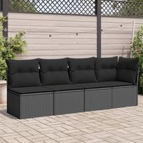 fotelis lauko - Lauko sofa VLX Poly Rattan, juoda, 228 cm x 60 cm x 60 cm - 1 nuotrauka