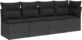 fotelis lauko - Lauko sofa VLX Poly Rattan, juoda, 228 cm x 60 cm x 60 cm - 2 nuotrauka