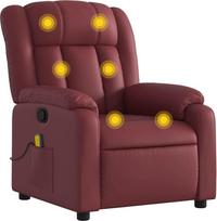 raudonas fotelis - Fotelis VLX Massage Reclining 289693, raudonas, 98 cm x 72 cm x 98 cm - 2 nuotrauka