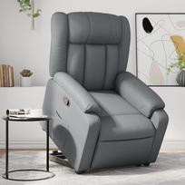 atlosiami foteliai - Fotelis VLX Faux Leather 329688, šviesiai pilka, 89 cm x 70 cm x 103.5 cm - 2 nuotrauka
