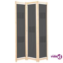 vidaXL Kambario pertvara, 3 d., pilkos sp., 120x170x4cm, audinys
