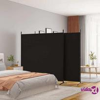 vidaXL Kambario pertvara, 3 dalių, juodos spalvos, 525x180cm, audinys