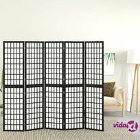 vidaXL Kambario pertvara, juoda, 5 segmentai, 200x170cm, japoniška