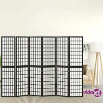 vidaXL Kambario pertvara, juoda, 6 segmentai, 240x170cm, japoniška