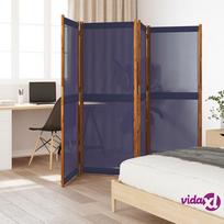 vidaXL Kambario pertvara, 4 segmentai, tamsiai mėlyna, 280x180cm