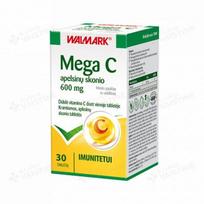 WALMARK MEGA C, 600 mg, apelsinų skonio, 30 kramtomųjų tablečių