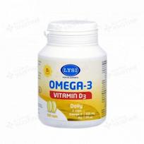 LYSI žuvų taukai OMEGA 3 FISH OIL +D3, 120 kapsulių