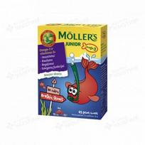 MÖLLER’S žuvų taukai JUNIOR OMEGA-3, braškių skonio, 45 guminukų
