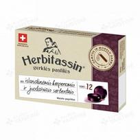 maisto papildai - HERBITASSIN gerklės pastilės su islandine kerpena ir juodaisiais serbentais, 12 pastilių - 1 nuotrauka