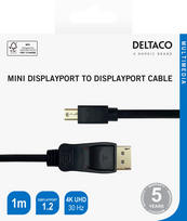 displayport deltaco - DELTACO DisplayPort - miniDisplayPort, 4K UHD, 1m, juodas / 00110005 - 3 nuotrauka