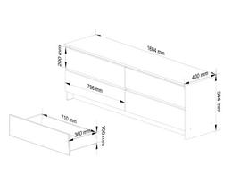 komoda 160 - Komoda Akord K160, ąžuolo/balta, 40 cm x 160 cm x 121 cm - 3 nuotrauka