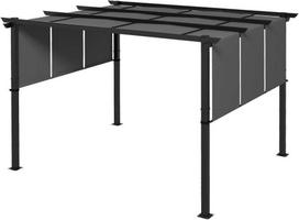 Outsunny pavėsinė 3.5x3 m su šonine sienele, tamsiai pilka (Dark Grey)