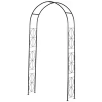 metalines geles - Augalų arka Outsunny, 114 cm x 30 cm x 230 cm, metalinė, juoda (Black) - 2 nuotrauka