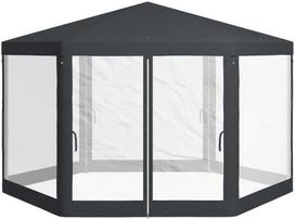 Outsunny Sodo pavėsinė 4x4 m su tinkleliu nuo uodų, tamsiai pilka (Dark Grey)
