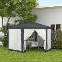 pavesine 4x4 - Outsunny Sodo pavėsinė 4x4 m su tinkleliu nuo uodų, tamsiai pilka (Dark Grey) - 2 nuotrauka