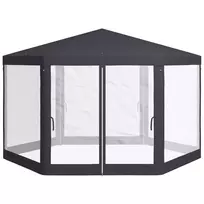 pavesine 4x4 - Outsunny Sodo pavėsinė 4x4 m su tinkleliu nuo uodų, tamsiai pilka (Dark Grey) - 3 nuotrauka