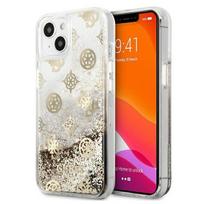 dekliukas iphone 13 mini - Guess "Peony Liquid Glitter iPhone 13 mini" Gold - 1 nuotrauka