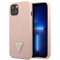 dekliukas iphone 13 mini - Guess "Saffiano Triangle Logo iPhone 13 mini" Pink - 1 nuotrauka