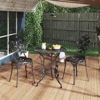 vidaXL Bistro baldų komplektas, 3 dalių, juodas (Black), lietas aliuminis