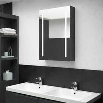vidaXL Veidrodinė vonios spintelė su LED apšvietimu, juoda (Black), 50 x 13 x 70 cm