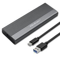 enclosure m.2 sata - Qoltec 52267 Korpusas SSD M.2 SATA NGFF USB-C 2TB Pilkas (Grey) - 1 nuotrauka