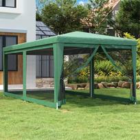 6 palapine - vidaXL proginė palapinė su 6 tinklinėmis sienomis, žalia (Green), 3x6m, HDPE - 1 nuotrauka