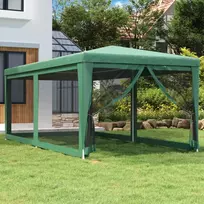 6 palapine - vidaXL proginė palapinė su 6 tinklinėmis sienomis, žalia (Green), 3x6m, HDPE - 2 nuotrauka
