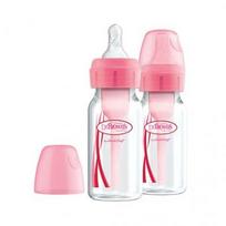 DR. BROWN'S  buteliukas siauru kakleliu OPTIONS+, rožinė spalva, 2 vnt., 120 ml+žindukas, 0–3 mėn., 2 vnt., + valymo šepetėlis, 1 vnt.
