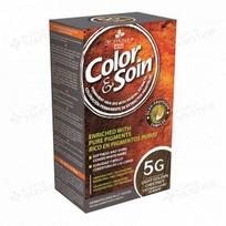 COLOR & SOIN® ilgalaikiai plaukų dažai be amoniako, rezorcino, parabenų, silikonų, Nr. 5G, šviesaus auksinio kaštono spalva, 135 ml