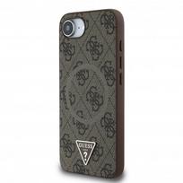 apple iphone 16e deklas - Guess "PU 4G Strass Triangle Metal Logo Case iPhone 16e" Black - 3 nuotrauka