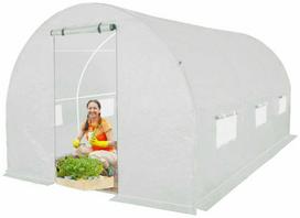 Šiltnamis su armuota plėvele, 9 m2, 2 x 4,5 m, baltas