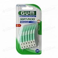 G.U.M. tarpdančių krapštukai su guminiais šereliais SOFT PICKS ADVANCED, 30 vnt.