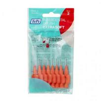 TEPE tarpdančių šepetėliai, labai minkšti, raudona spalva, 0,5 mm, 8 vnt.
