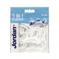 1 14 - JORDAN tarpdančių siūlas su laikikliu 3-IN-1 FLOSSER, 36 vnt. - 1 nuotrauka