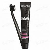 CURAPROX balinamoji dantų pasta BLACK IS WHITE, 90 ml + ypač minkštas dantų šepetėlis CS5460, 1 vnt.