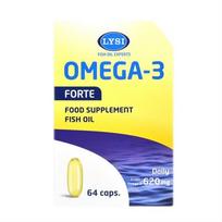 omega 3 papildai - LYSI žuvų taukai  OMEGA-3 FORTE, 64 minkštos kapsulės - 1 nuotrauka