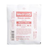 MEDRULL, marlinės sterilios servetėlės, 10 x 10 cm, 8 sluoknių, 5 vnt.