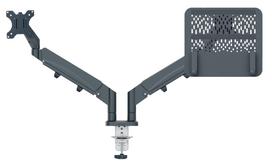 monitorius nesiojama kompiuteriui - Leitz Ergo Dvigubas monitoriaus ir nešiojamojo kompiuterio laikiklis, tamsiai pilkas (Dark Grey) - 2 nuotrauka