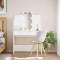 vidaXL Kosmetinis staliukas su LED lemputėmis, baltas (White), 96x40x142cm