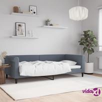 vidaXL Lova, tamsiai pilka (Dark Grey), 90x200 cm, aksomas