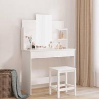 vidaXL Kosmetinis staliukas su veidrodžiu, baltas (White), 96x39x142cm