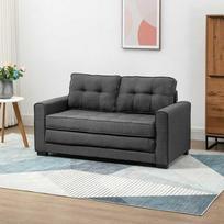dviviete sofa lov - HOMCOM Išskleidžiama dvivietė sofa-lova, pilka (Gray) - 2 nuotrauka