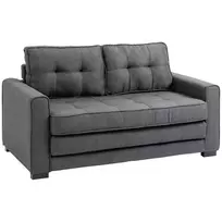 dviviete sofa lov - HOMCOM Išskleidžiama dvivietė sofa-lova, pilka (Gray) - 3 nuotrauka